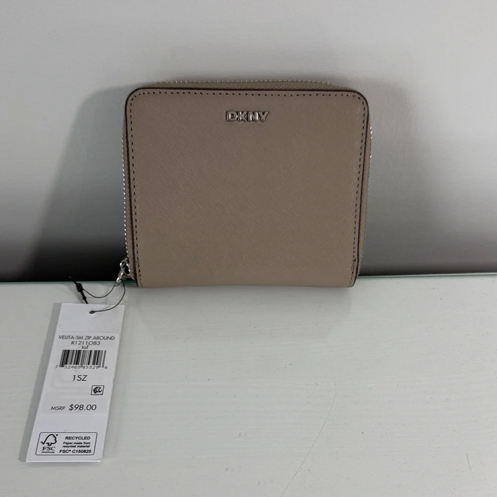 NWT DKNY Beige Zip-Around Wallet